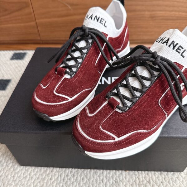sy_no_EFBF9FAA0B333A60E28FFC5730165DA0_6 Chanel Suede & Knit Collar Platform Trainer Burgundy-White-Knit