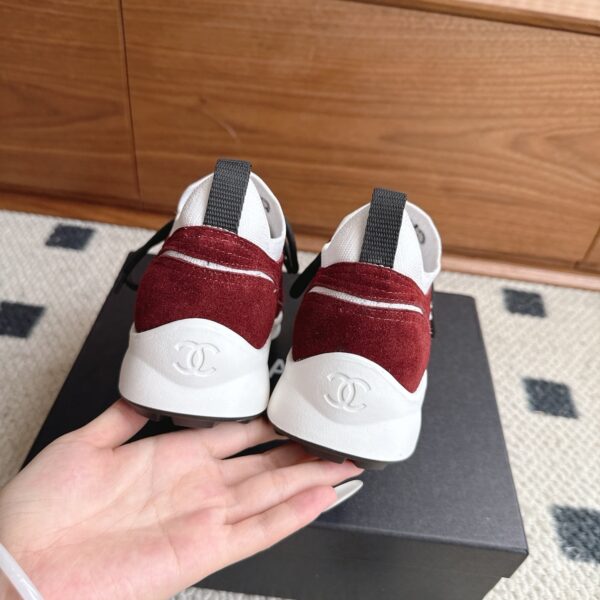sy_no_EFBF9FAA0B333A60E28FFC5730165DA0_7 Chanel Suede & Knit Collar Platform Trainer Burgundy-White-Knit