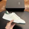 sy_no_F0555D270BF62D313E2372E7BB1F586A_0 Saint Laurent White-Green Pebble-Leather Low-Top Sneaker