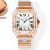 sy_no_F0AF8FA77268688E77A19550D2EDBD2B_2 Cartier Santos Leather Strap Full Diamond Mechanical Men's Watch