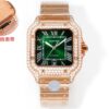 sy_no_F0AF8FA77268688E77A19550D2EDBD2B_4 Cartier Santos Leather Strap Full Diamond Mechanical Men's Watch