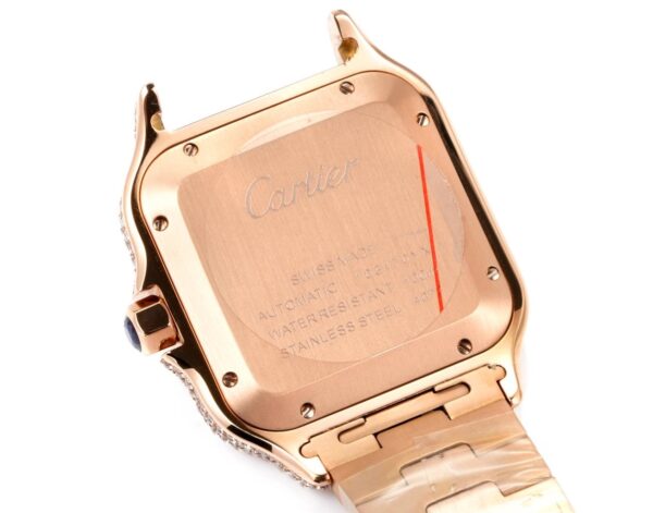 sy_no_F0AF8FA77268688E77A19550D2EDBD2B_7 Cartier Santos Leather Strap Full Diamond Mechanical Men's Watch