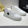 Philipp Plein White Grain-Leather Hexagon-Logo Low-Top Sneaker