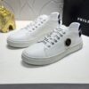 Philipp Plein White Grain-Leather Hexagon-Logo Low-Top Sneaker