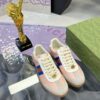 sy_no_F5640455A7ECBED08DEAFE97D84DD1A4_3 Gucci Screener Sneaker in Pink Leather with Blue/Orange Web Stripe