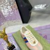 sy_no_F5640455A7ECBED08DEAFE97D84DD1A4_4 Gucci Screener Sneaker in Pink Leather with Blue/Orange Web Stripe