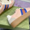 sy_no_F5640455A7ECBED08DEAFE97D84DD1A4_6 Gucci Screener Sneaker in Pink Leather with Blue/Orange Web Stripe