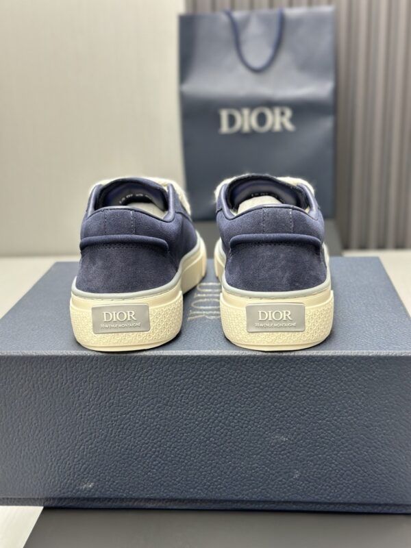 sy_no_F5E0C65CBA6609CBE5C3F27D2C5EEB79_5 Dior Navy Blue Suede White Thick Lace Low-Top Sneaker