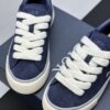sy_no_F5E0C65CBA6609CBE5C3F27D2C5EEB79_6 Dior Navy Blue Suede White Thick Lace Low-Top Sneaker