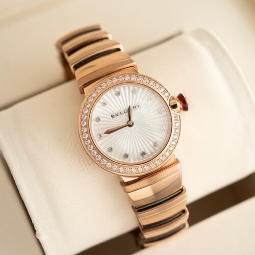 BVLGARI LVCEA watch automatic mechanical movement, stainless steel K gold 18k rose gold strap, mother of pearl dial, women's model, date display