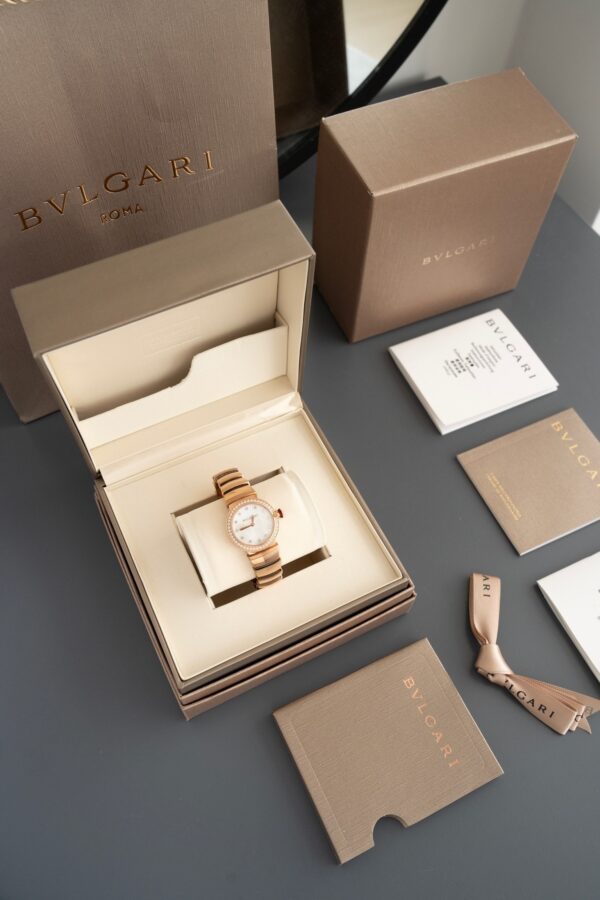 BVLGARI LVCEA watch automatic mechanical movement, stainless steel K gold 18k rose gold strap, mother of pearl dial, women's model, date display