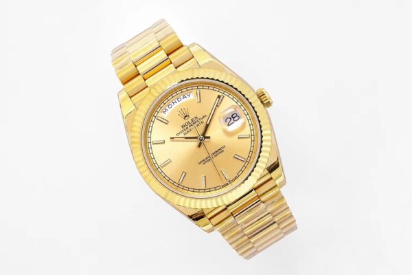 sy_no_F65D8597DED0C75ADC125EC4204EE461_2 ROLEX Rolex Dog Tooth Ring Weekly Calendar Automatic Mechanical Movement 100m Waterproof Date Display Swiss Watch 36mm Gold Dial Gold Strap