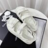 Chanel White Quilted Leather Platform Sandal with Rhinestone CC Logo