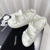 Chanel White Quilted Leather Platform Sandal with Rhinestone CC Logo
