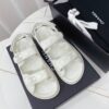 Chanel White Quilted Leather Platform Sandal with Rhinestone CC Logo