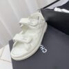 Chanel White Quilted Leather Platform Sandal with Rhinestone CC Logo