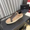 sy_no_F88F8155BDF7BE163CD337174FFC0DF8_0 Saint Laurent Khaki Canvas Dark Brown Leather Low-Top Sneaker