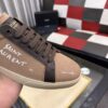 sy_no_F88F8155BDF7BE163CD337174FFC0DF8_5 Saint Laurent Khaki Canvas Dark Brown Leather Low-Top Sneaker