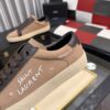 sy_no_F88F8155BDF7BE163CD337174FFC0DF8_6 Saint Laurent Khaki Canvas Dark Brown Leather Low-Top Sneaker