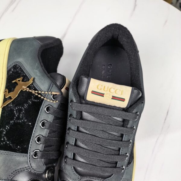 sy_no_F95A4AF6DD28E024CEB56629FC27B87D_8 Gucci Screener Sneaker in Black GG Canvas & Leather with Gold Horse Charm
