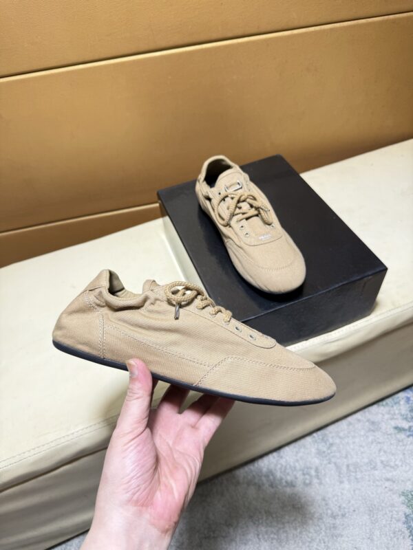 Prada Khaki Gathered Nylon Retro Trainer