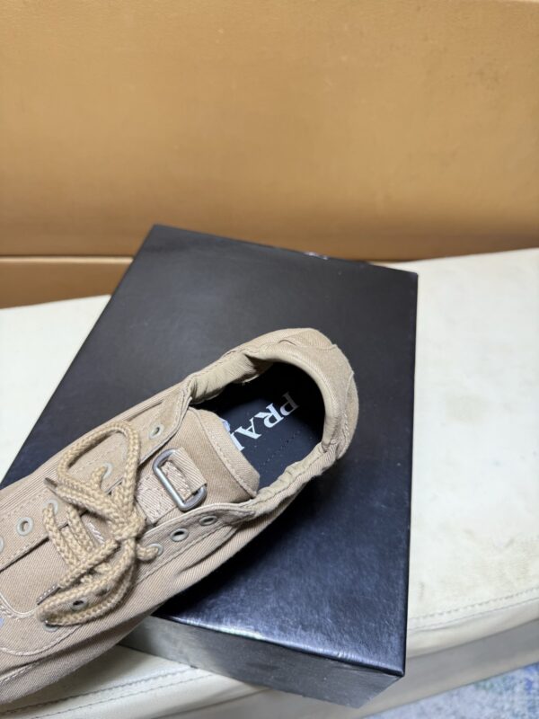 Prada Khaki Gathered Nylon Retro Trainer