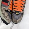 sy_no_FA220419E7A7D903FA11B0750C9E12A0_7 Gucci Screener Sneaker in GG Supreme Canvas with Red/Black Web Stripe & Orange Laces