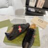 Gucci Ace Embroidered Bee Black Sneaker with Red & Blue Heel Tabs