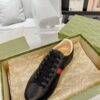 Gucci Ace Embroidered Bee Black Sneaker with Red & Blue Heel Tabs