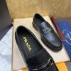sy_no_FE576F609BD0497C35E391C4D1A1059C_4 Prada Black Matte Leather Metal Buckle Loafers