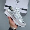 Chanel Silver-White Mixed-Material Low-Top Sneaker with Suede and CC Logo