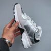 Chanel Silver-White Mixed-Material Low-Top Sneaker with Suede and CC Logo