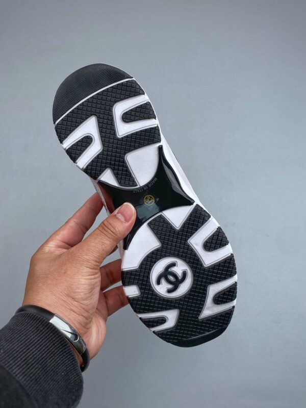 Chanel Silver-White Mixed-Material Low-Top Sneaker with Suede and CC Logo