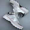 Chanel Silver-White Mixed-Material Low-Top Sneaker with Suede and CC Logo