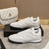 sy_no_FF6BDA0E93CD05595F46FE27C19E8E77_4 Chanel White Quilted Leather Low-Top Sneaker with Suede Detailing and Tongue Logo