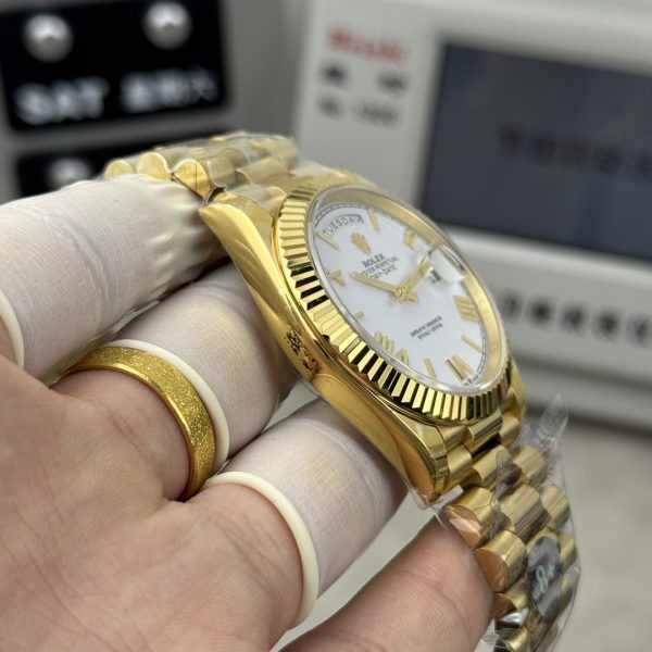 sy_no_04958474FF7ACB6DEAD8EE47DF9363DF_6 Rolex Day-Date 18K Yellow Gold White Roman Dial President Bracelet Watch