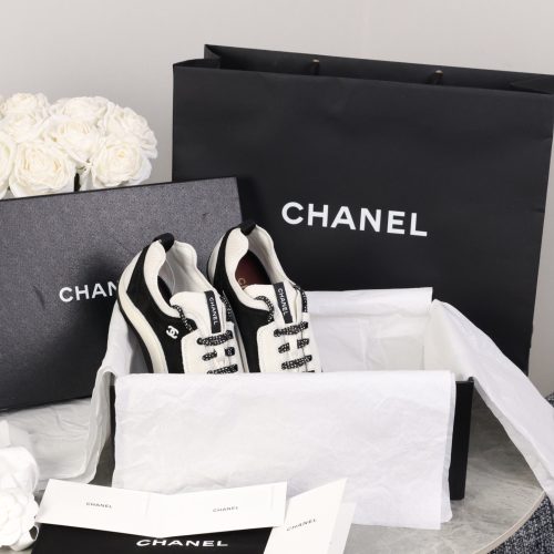sy_no_20CDC3B79AADB57BC7D7D429FCD553D9_0 CHANEL Black & White Color-Blocked Chunky Sole Retro Trainer Sneaker