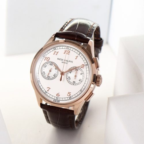 Patek Philippe Rose Gold Silver-White Dial Chronograph Dress Watch