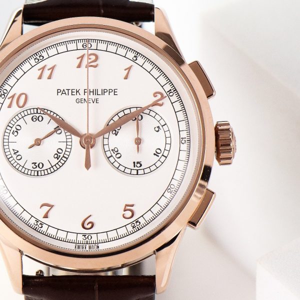 sy_no_312E0CFDE39404E5CDAD27E597F8AB81_3 Patek Philippe Rose Gold Silver-White Dial Chronograph Dress Watch