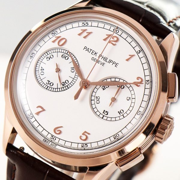 sy_no_312E0CFDE39404E5CDAD27E597F8AB81_4 Patek Philippe Rose Gold Silver-White Dial Chronograph Dress Watch