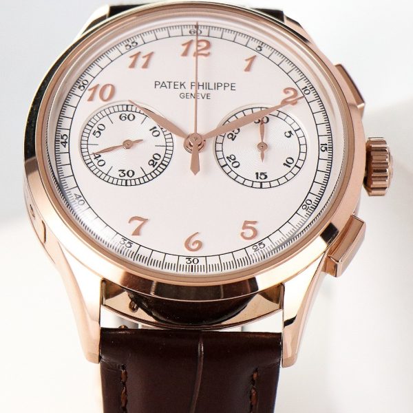 sy_no_312E0CFDE39404E5CDAD27E597F8AB81_5 Patek Philippe Rose Gold Silver-White Dial Chronograph Dress Watch