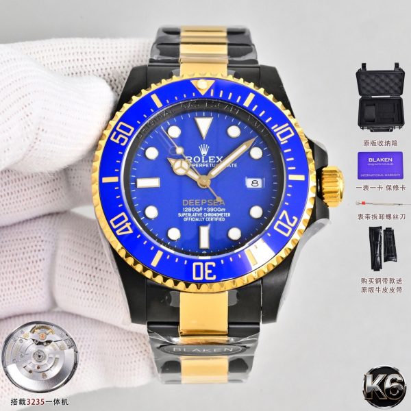 Rolex Deepsea Blaken Black Gold Blue Dial Two-Tone Dive Watch