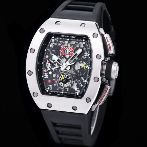 Richard Mille RM 011 Silver-Tone Skeleton Flyback Chronograph Watch