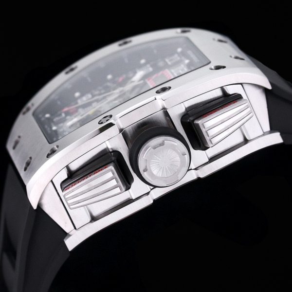 sy_no_42DA7743313F9F10B683F890C1D806F8_5 Richard Mille RM 011 Silver-Tone Skeleton Flyback Chronograph Watch
