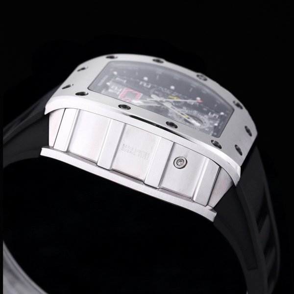 sy_no_42DA7743313F9F10B683F890C1D806F8_6 Richard Mille RM 011 Silver-Tone Skeleton Flyback Chronograph Watch