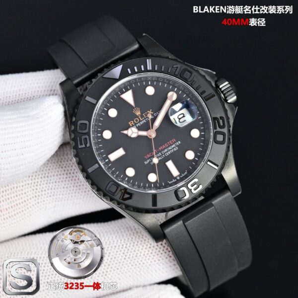 sy_no_682DB69FA6298BAC9C04FE2902E7C215_0 BLAKEN Custom Rolex Yacht-Master 40mm Black DLC