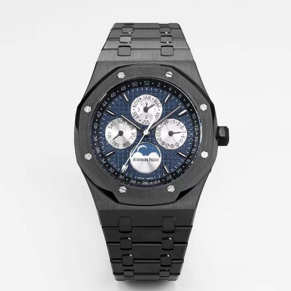 sy_no_782FD593859977299DC6DC1C6173F2EB_0 Audemars Piguet Royal Oak Black Ceramic Blue Dial Perpetual Calendar Watch