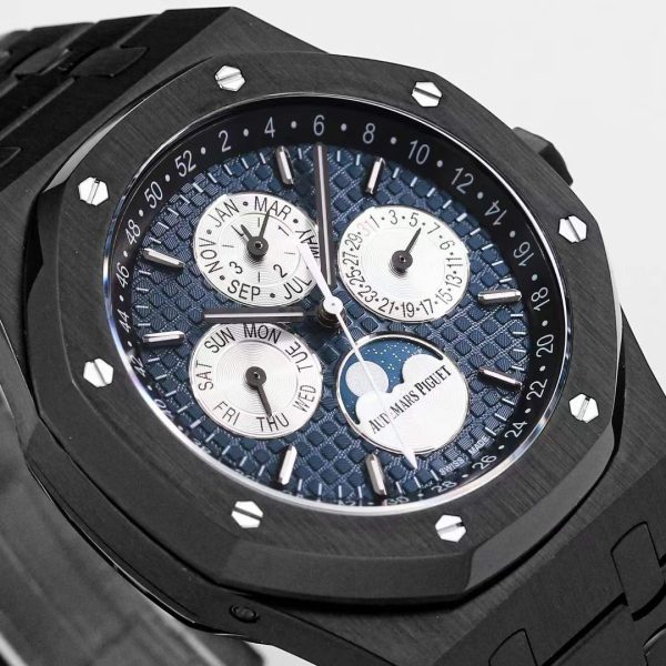 sy_no_782FD593859977299DC6DC1C6173F2EB_1 Audemars Piguet Royal Oak Black Ceramic Blue Dial Perpetual Calendar Watch