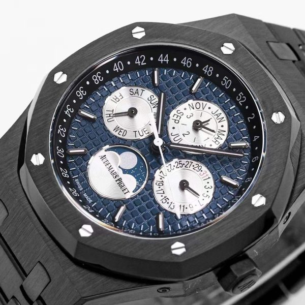sy_no_782FD593859977299DC6DC1C6173F2EB_2 Audemars Piguet Royal Oak Black Ceramic Blue Dial Perpetual Calendar Watch