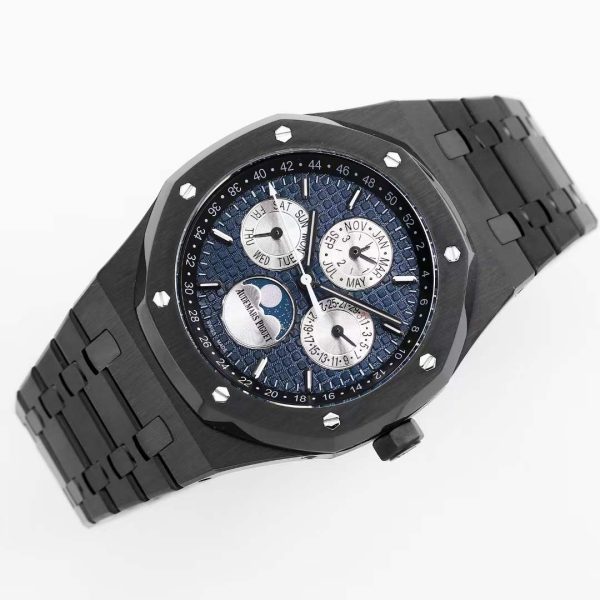 sy_no_782FD593859977299DC6DC1C6173F2EB_3 Audemars Piguet Royal Oak Black Ceramic Blue Dial Perpetual Calendar Watch
